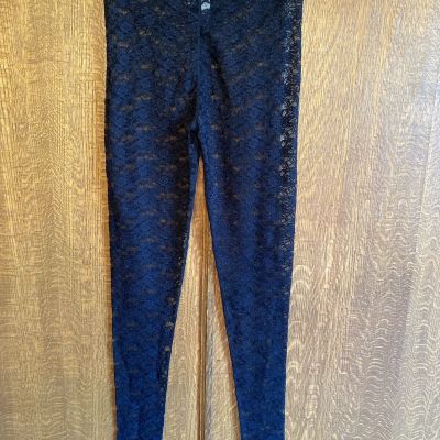 NEW Free People Semi Sheer  Lace  Cute Fun Girly Leggings S Black